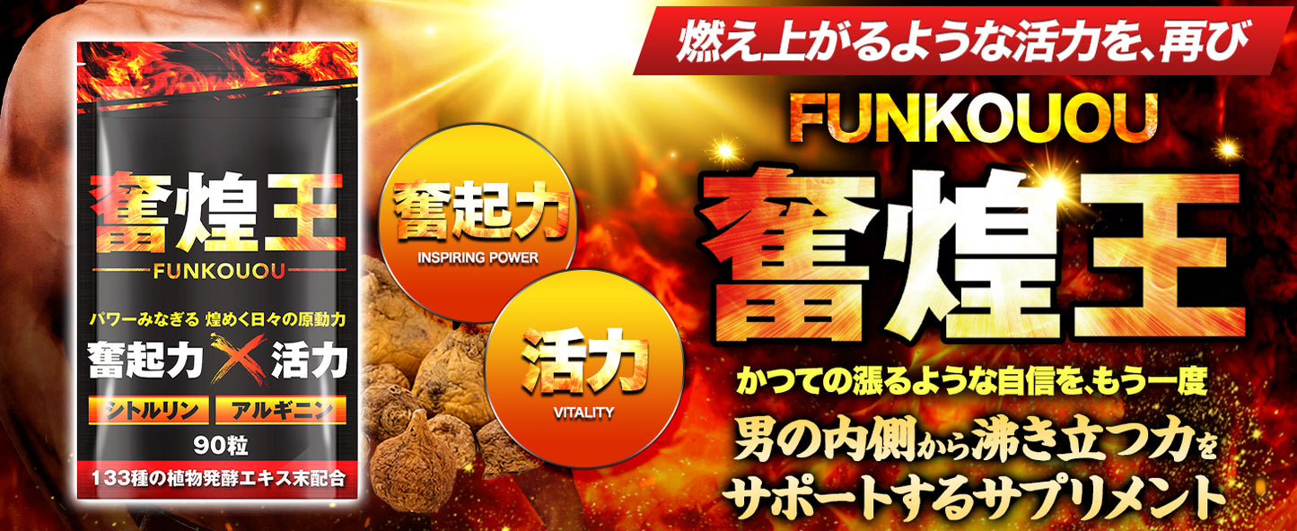 【男の自信】奮煌王 マカ サプリ 亜鉛 シトルリン アルギニン ふんこうおう ペルー産 濃縮マカ 厳選133種 90粒