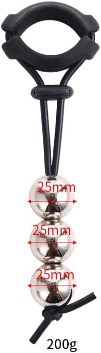 Tsukitoy ペニスリング 男性用コックリング ペニス 金属 ぶら下げビーズ付きペニス牽引器 ぺニス拘束具 多種用途 初心者 日常着可 調整式 -25mm||3ビーズ  [アダルト]