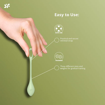 サティスファイヤー ヨニパワー2 ライトグリーン/Satisfyer Yoni Power 2 Light Green 膣トレボール 3個セット 骨盤底筋トレーニング 膣トレ 3段階の重さでステップアップ シリコン製 尿漏れ 膣 緩み 産後 更年期 子宮脱 筋トレ フェムテック フェムケア セクシャルウェルネス ゲイシャボール  [アダルト]