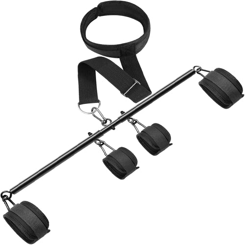 【BDSM拘束セット】首と手首を繋ぐスプレッダーバー付き多機能SM手枷足枷セット、調整可能なハンドカフス＆アンクルカフス、カップル用大人のおもちゃ（22～36インチ）  [アダルト] ブランド: ALITERCY