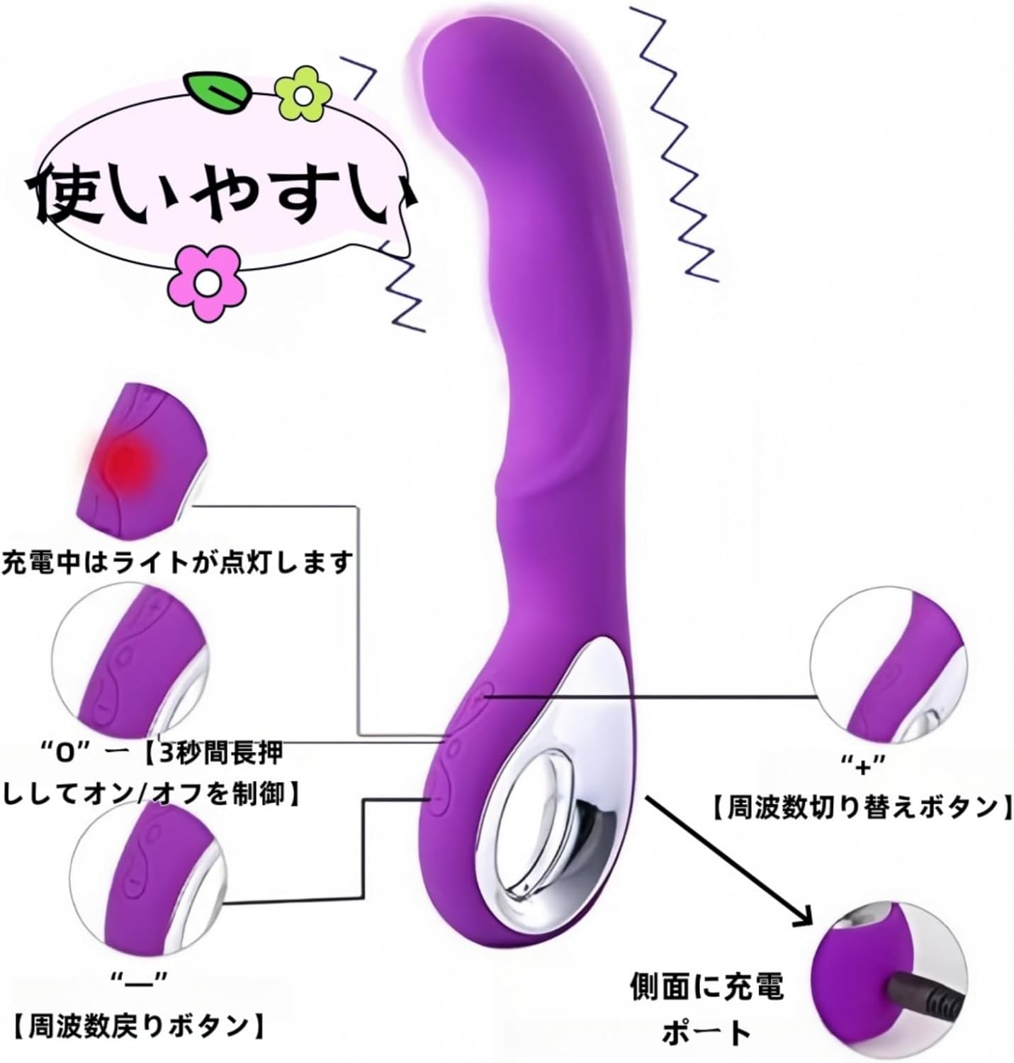 【爆振！絶対にイケるバイブ！】 １年品質保証 バイブ 女性用 強力 中いき 電マ クリトリス 潮吹き 静音 ピストン 初心者 防水 ローター スティック ディルド  [アダルト]