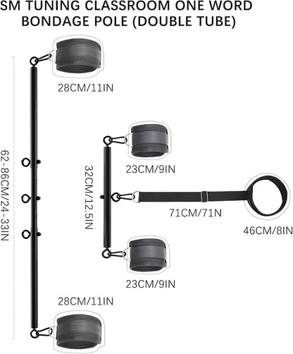 【BDSM拘束セット】首と手首を繋ぐスプレッダーバー付き多機能SM手枷足枷セット、調整可能なハンドカフス＆アンクルカフス、カップル用大人のおもちゃ（22～36インチ）  [アダルト] ブランド: ALITERCY