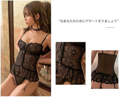 [LIKENNY] ランジェリー 3点セット セクシー 誘惑制服 コスプレ 可愛い かわいい 大胆 レース 寝巻き レオタード 透け透け レディース 仮装 コスチューム cosplay ハロウイン クリスマス パー
