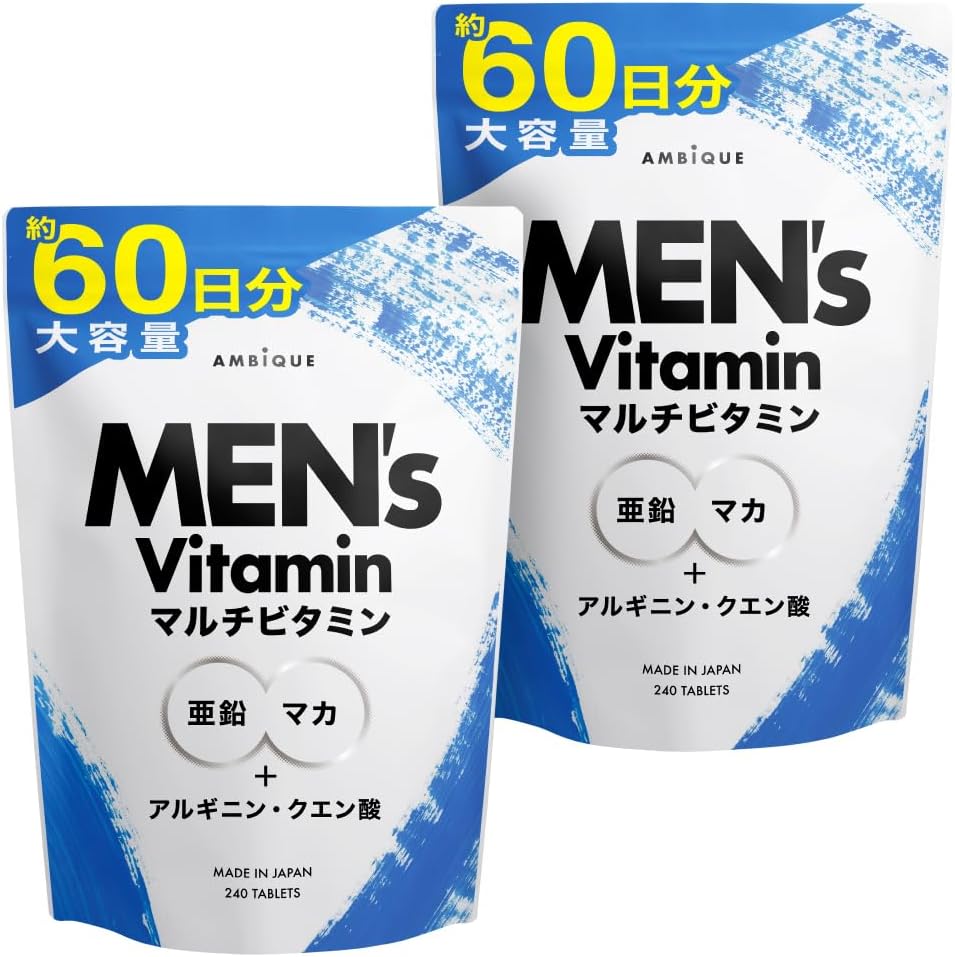 アンビーク メンズマルチビタミン 亜鉛 マカ 錠剤 ビタミン14種 クエン酸 アルギニン シトルリン 即効チャージ 持続型 栄養機能食品 ビオチン (通常サイズ×1袋)