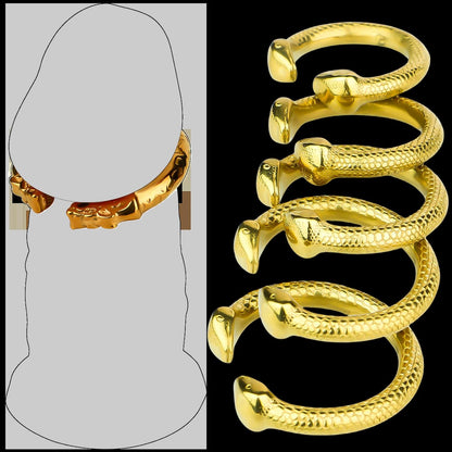 Yemaxコックリング ペニスリング 金属 304ステンレス製蛇頭型の開口設計cock ring アダルトグッズ 男性用 ペニスリングsex toys男性for menペニス リング φ25mmグランスリング防水ペ二スリング温冷プレイ-金色  [アダルト]