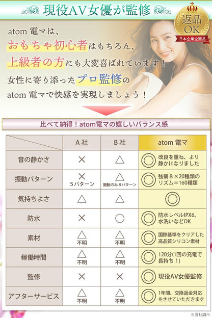 現役AV女優も絶賛】 電マ バイブ 電動マッサージ器 電動バイブ 電動マッサージ機 アダルトグッズ 静音 防水 軽量 女性用 ローター  [アダルト]