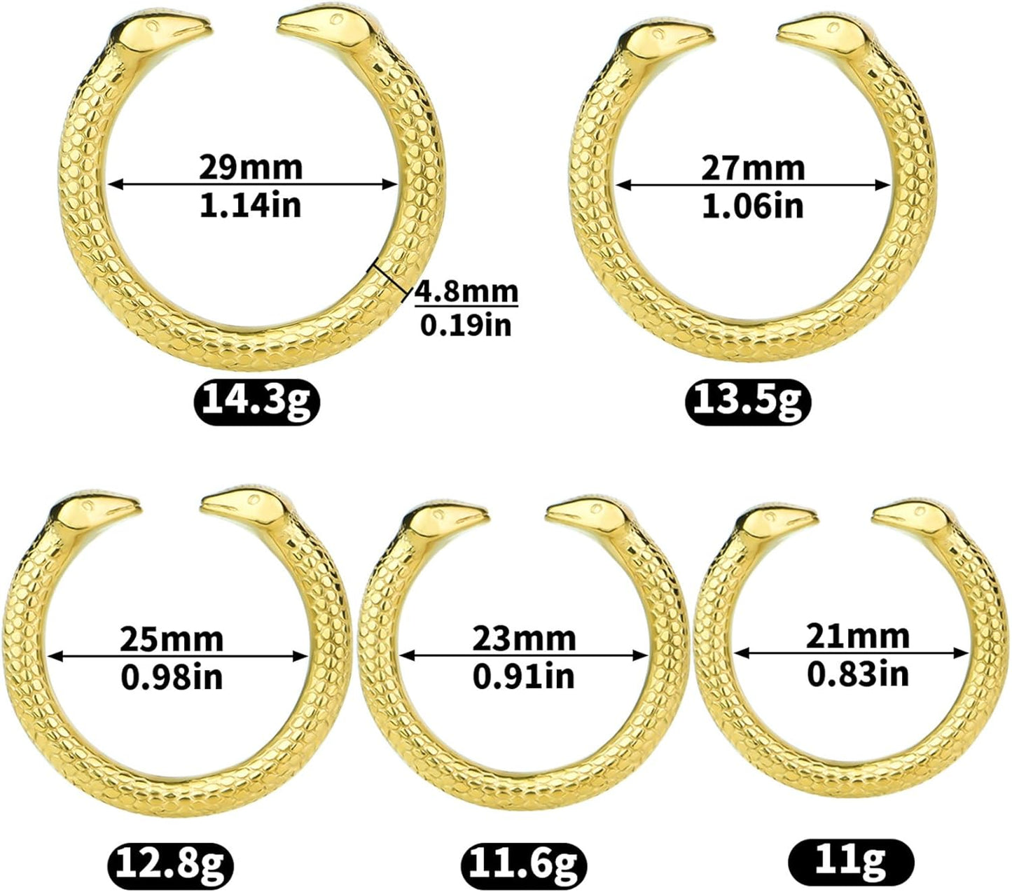 Yemaxコックリング ペニスリング 金属 304ステンレス製蛇頭型の開口設計cock ring アダルトグッズ 男性用 ペニスリングsex toys男性for menペニス リング φ25mmグランスリング防水ペ二スリング温冷プレイ-金色  [アダルト]
