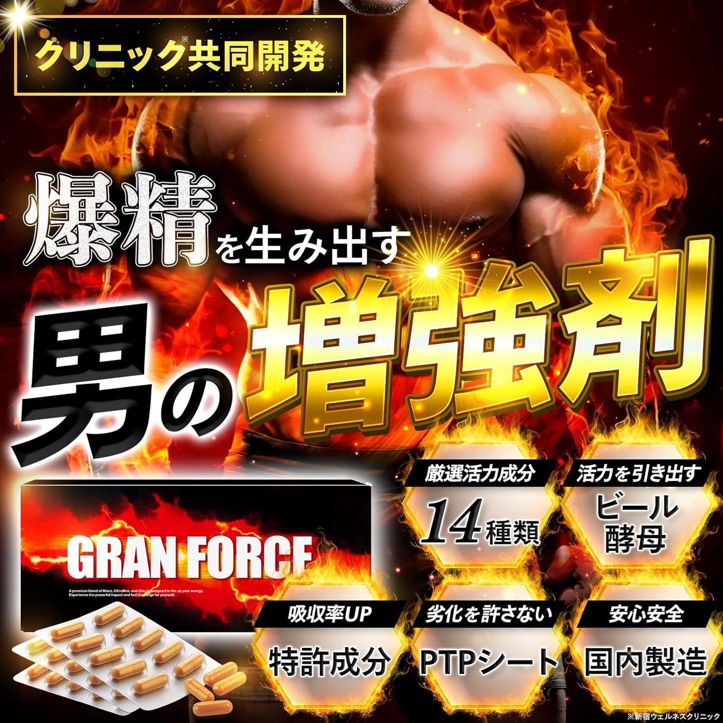 【クリニック共同開発】 GRAN FORCE (グランフォース) スッポン クラチャイダム ビール酵母 高麗人参 L-シトルリン L-アルギニン マカ 亜鉛 カンカエキス ローヤルゼリー シラジットエキス 厳選成分配合 サプリ 国内生産 30粒入り 3個セット