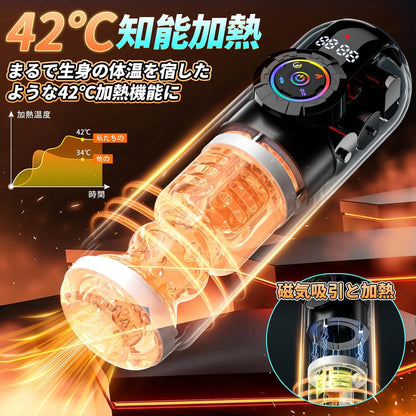 【2026完全装備男性用】28 in1機能搭載★次世代多機能オナホール電動オナホール 電動オナホ テンシラバー オナホ 【9種ピストン+9種激震+9種吸引+完全防水42℃加温機能 亀頭責め+アプリ機能付き+遠隔操作 】アプリ男性フェラ 電動オナホール 深喉締め 超強刺激 超長肉厚ホール イケるパワ 静音 男性用 (BLACK MANBA PRO) (ブラック)