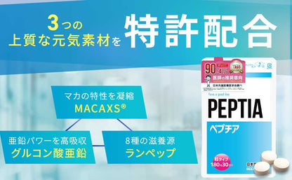 ペプチア サプリメント 現役専門医開発監修 180粒 約1カ月分 マカ ランペップ 亜鉛 妊活 特許配合 栄養機能食品 peptia